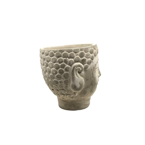 Buddha Head Planter Pot In Concrete Gray Finish For Indoor & Outdoor Use - Picture 5 of 7